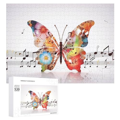 Musik-Schmetterling-Holzpuzzle für Erwachsene, 520 Teile, schwierige, herausfordernde Puzzles, einzigartiges Denksport-Puzzle, einzigartige Form, fortschrittliche Puzzle, tolle Geschenkidee Musik-Schmetterling-Holzpuzzle für Erwachsene, 520 Teile, schwierige, herausfordernde Puzzles, einzigartiges Denksport-Puzzle, einzigartige Form, fortschrittliche Puzzle, tolle Geschenkidee von HJKBCV