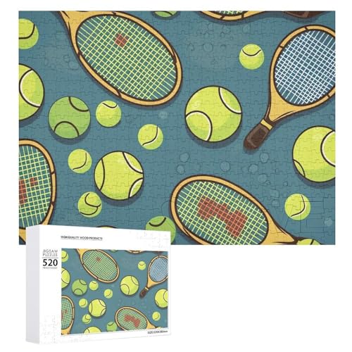 Tennisschläger und Tennisbälle, Holzpuzzle für Erwachsene, 520 Teile, schwierige, herausfordernde Puzzles, einzigartiges Denksport-Puzzle, einzigartige Form, fortschrittliche Puzzle, tolle Tennisschläger und Tennisbälle, Holzpuzzle für Erwachsene, 520 Teile, schwierige, herausfordernde Puzzles, einzigartiges Denksport-Puzzle, einzigartige Form, fortschrittliche Puzzle, tolle von HJKBCV