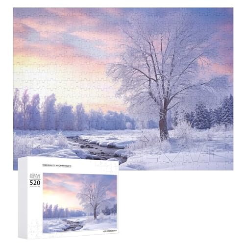 Winterlandschaft, Holzpuzzle für Erwachsene, 520 Teile, schwierige, herausfordernde Puzzles, einzigartige Denksportaufgabe, Kunstwerk-Puzzle, einzigartige Form, fortschrittliche Puzzle, tolle Winterlandschaft, Holzpuzzle für Erwachsene, 520 Teile, schwierige, herausfordernde Puzzles, einzigartige Denksportaufgabe, Kunstwerk-Puzzle, einzigartige Form, fortschrittliche Puzzle, tolle von HJKBCV