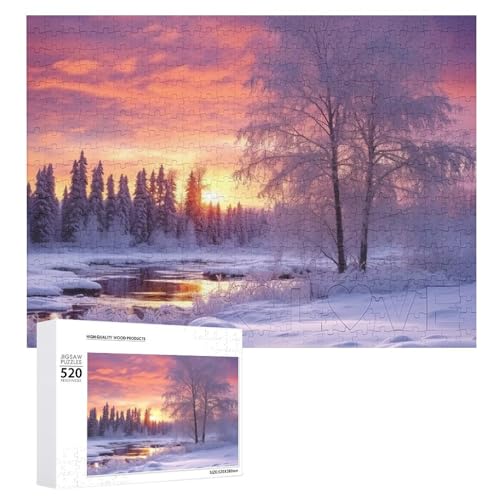 Winterlandschaft, Holzpuzzle für Erwachsene, 520 Teile, schwierige, herausfordernde Puzzles, einzigartige Denksportaufgabe, Kunstwerk-Puzzle, einzigartige Form, fortschrittliche Puzzle, tolle Winterlandschaft, Holzpuzzle für Erwachsene, 520 Teile, schwierige, herausfordernde Puzzles, einzigartige Denksportaufgabe, Kunstwerk-Puzzle, einzigartige Form, fortschrittliche Puzzle, tolle von HJKBCV