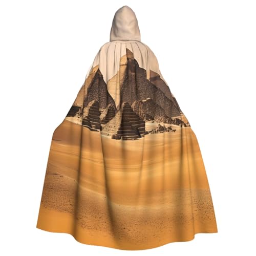 Pyramids of Egypt Kapuzenumhang, Halloween-Kostüm, Erwachsenengröße, mit dramatischem Umhang für Cosplay, Hexenumhang, Schwarz, Einheitsgröße von HJKTVDRQ