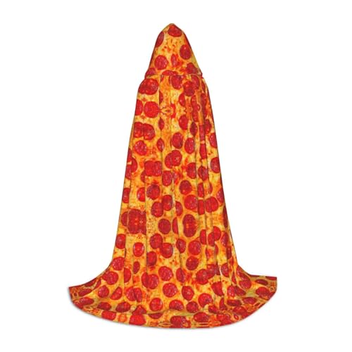 HJLUUFT 3D Pizza Pepperoni Print Renaissance Kapuzenumhang Halloween Mittelalter Kostüm Cosplay Langer Umhang für Damen und Herren von HJLUUFT