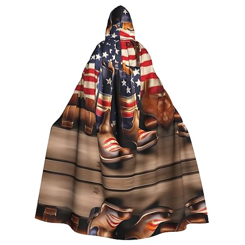 HJLUUFT Amerikanische Flagge mit Cowboystiefeln, Kapuzenumhang, Mittelalter-Kostüm, Halloween, Halloween, Weihnachtskostüm HJLUUFT Amerikanische Flagge mit Cowboystiefeln, Kapuzenumhang, Mittelalter-Kostüm, Halloween, Halloween, Weihnachtskostüm von HJLUUFT