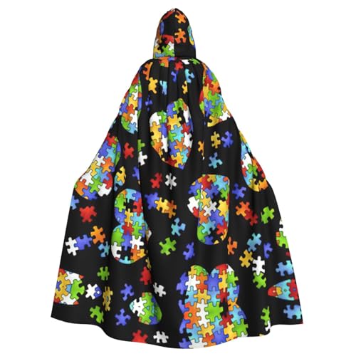 HJLUUFT Autismus-Bewusstseins-Puzzleteile, Herzdruck, Kapuzenumhang, Umhang, Mittelalter-Kostüm, Halloween, Halloween, Weihnachtskostüm HJLUUFT Autismus-Bewusstseins-Puzzleteile, Herzdruck, Kapuzenumhang, Umhang, Mittelalter-Kostüm, Halloween, Halloween, Weihnachtskostüm von HJLUUFT