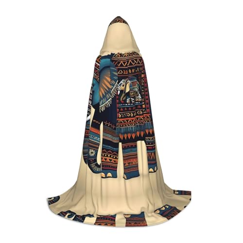 HJLUUFT Aztec Elefant Teenager Umhang mit Kapuze Halloween Umhang langer Umhang Kostüm Kostüm Kostüm Cosplay Kostüm von HJLUUFT
