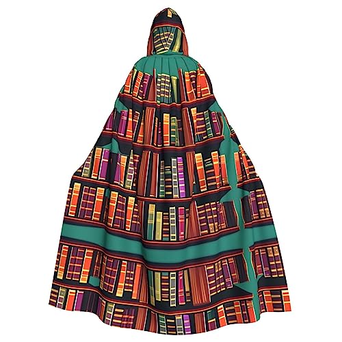 HJLUUFT Bibliotheks-Bücherregal-Druck, Kapuzenumhang, Umhang, Mittelalter-Kostüm, Halloween, Halloween, Weihnachten von HJLUUFT