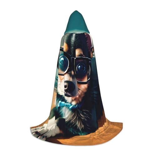 HJLUUFT Chihuahua Hund Brille Druck Renaissance Kapuzenumhang Halloween Mittelalter Kostüm Cosplay Langer Umhang für Damen und Herren HJLUUFT Chihuahua Hund Brille Druck Renaissance Kapuzenumhang Halloween Mittelalter Kostüm Cosplay Langer Umhang für Damen und Herren von HJLUUFT
