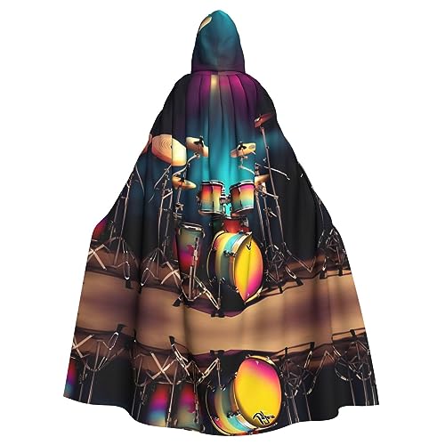 HJLUUFT Cooles Schlagzeug-Set, bedruckt, Kapuzenumhang, Umhang, Mittelalter-Kostüm, Halloween, Halloween, Weihnachten HJLUUFT Cooles Schlagzeug-Set, bedruckt, Kapuzenumhang, Umhang, Mittelalter-Kostüm, Halloween, Halloween, Weihnachten von HJLUUFT