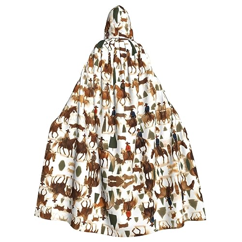 HJLUUFT Cowboy-Reit-/Pferdeaufdruck, Kapuzenumhang, Mittelalter-Kostüm, Halloween, Halloween, Weihnachten HJLUUFT Cowboy-Reit-/Pferdeaufdruck, Kapuzenumhang, Mittelalter-Kostüm, Halloween, Halloween, Weihnachten von HJLUUFT