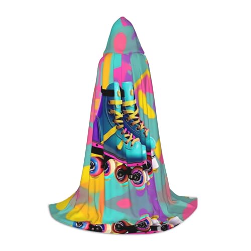 HJLUUFT Farbenfroher Retro-Bademantel mit Rollschuh-Druck, Zauberer-Kapuzenmantel für Erwachsene, Halloween-Umhang, Kostüme, Kapuzenumhang, Maskerade HJLUUFT Farbenfroher Retro-Bademantel mit Rollschuh-Druck, Zauberer-Kapuzenmantel für Erwachsene, Halloween-Umhang, Kostüme, Kapuzenumhang, Maskerade von HJLUUFT