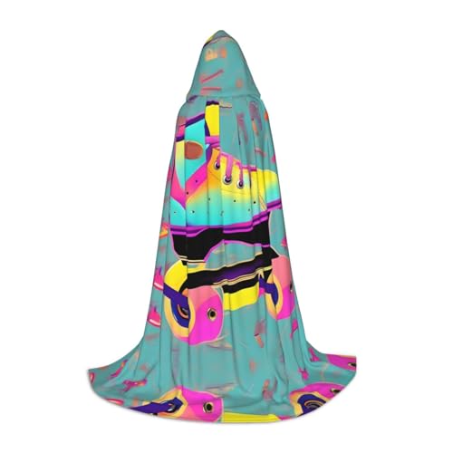 HJLUUFT Farbenfroher Rollschuh-Umhang mit Kapuze für Teenager, Halloween-Umhang, Kostüm, Maskerade-Kleid, Cosplay-Kostüm von HJLUUFT