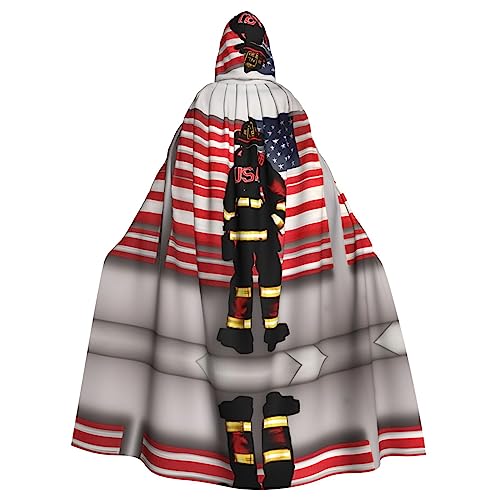 HJLUUFT Feuerwehrmann USA-Flagge, Kapuzenumhang, Umhang, Mittelalter-Kostüm, Halloween, volle Länge, Halloween-Weihnachtskostüm HJLUUFT Feuerwehrmann USA-Flagge, Kapuzenumhang, Umhang, Mittelalter-Kostüm, Halloween, volle Länge, Halloween-Weihnachtskostüm von HJLUUFT