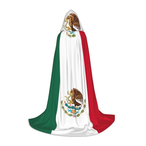 HJLUUFT Flagge von Mexiko Druck Renaissance Kapuzenumhang Halloween Mittelalter Kostüm Cosplay Langer Umhang für Damen und Herren von HJLUUFT
