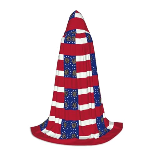 HJLUUFT Georgia State Flag Teenager Kapuzenumhang Halloween Umhang Kostüm Maskerade Kleid Cosplay Kostüm von HJLUUFT