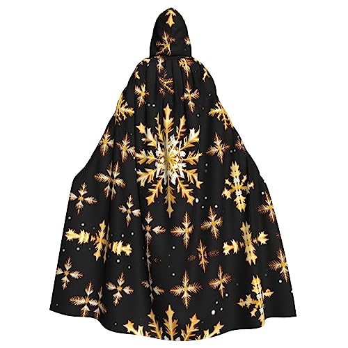 HJLUUFT Goldener Weihnachts-Schneeflocken-Druck, Uni, Renaissance-Umhang, Kapuzenumhang, langer Umhang für Halloween, Cosplay-Kostüme HJLUUFT Goldener Weihnachts-Schneeflocken-Druck, Uni, Renaissance-Umhang, Kapuzenumhang, langer Umhang für Halloween, Cosplay-Kostüme von HJLUUFT