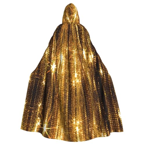 HJLUUFT Goldfarbener Pailletten-Umhang mit funkelndem Druck, Mittelalter-Kostüm, Halloween, Halloween, Weihnachtskostüm von HJLUUFT