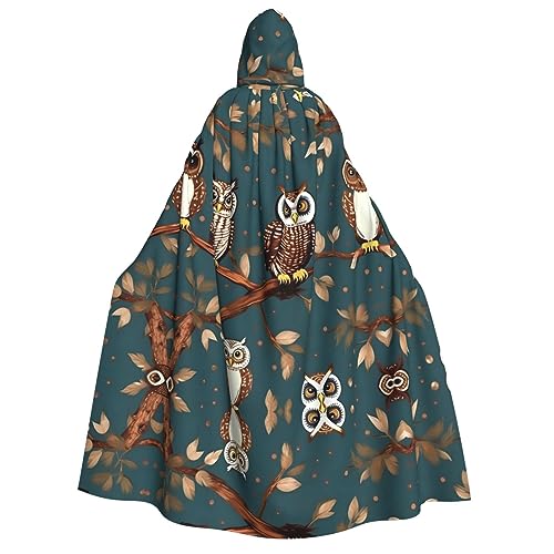 HJLUUFT Halloween-Kapuzenumhang mit Eulen auf Baumzweigen, Kostüm, Renaissance, Mittelalter von HJLUUFT