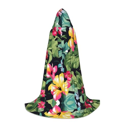 HJLUUFT Hawaiianischer Blumendruck Teenager Kapuzenumhang Halloween Umhang Kostüm Maskerade Kleid Cosplay Kostüm von HJLUUFT