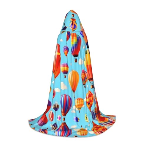 HJLUUFT Heißluftballon-Druck, Renaissance-Umhang mit Kapuze, Halloween, Mittelalter-Kostüm, Cosplay, langer Umhang für Damen und Herren von HJLUUFT