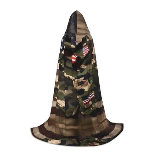 HJLUUFT Jungle American Flag Teenager Kapuzenumhang Halloween Umhang Kostüm Maskerade Kleid Cosplay Kostüm von HJLUUFT