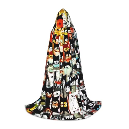 HJLUUFT Kapuzenmantel mit Cartoon-Katzen-Aufdruck, Zauberer, für Erwachsene, Halloween, Umhang, Kostüme, Umhang, Maskerade HJLUUFT Kapuzenmantel mit Cartoon-Katzen-Aufdruck, Zauberer, für Erwachsene, Halloween, Umhang, Kostüme, Umhang, Maskerade von HJLUUFT