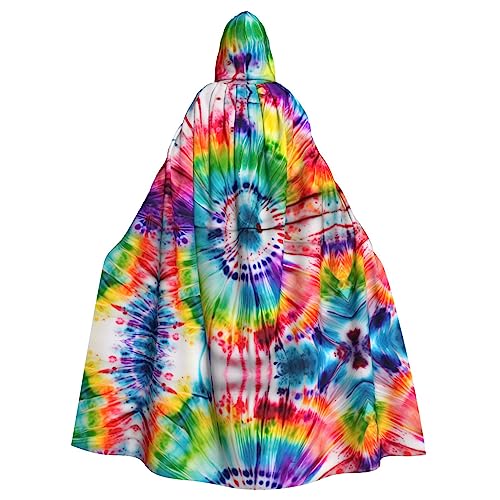 HJLUUFT Kapuzenumhang mit Batikfärbung, Hippie-Druck, Mittelalter-Kostüm, Halloween, Halloween, Weihnachten HJLUUFT Kapuzenumhang mit Batikfärbung, Hippie-Druck, Mittelalter-Kostüm, Halloween, Halloween, Weihnachten von HJLUUFT