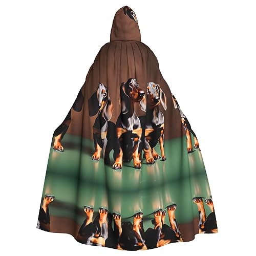 HJLUUFT Kapuzenumhang mit Dackel-Weiner-Motiv, Mittelalter-Kostüm, Halloween, volle Länge, Halloween-Weihnachtskostüm von HJLUUFT