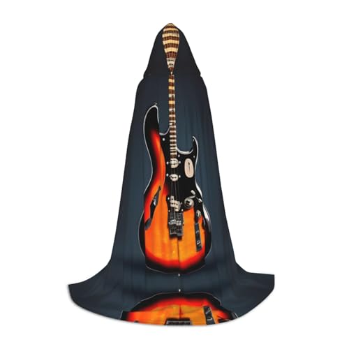 HJLUUFT Kapuzenumhang mit E-Gitarren-Aufdruck, Renaissance-Umhang für Damen und Herren, mittelalterliches Ritter-Outfit, Gothic, Uni HJLUUFT Kapuzenumhang mit E-Gitarren-Aufdruck, Renaissance-Umhang für Damen und Herren, mittelalterliches Ritter-Outfit, Gothic, Uni von HJLUUFT