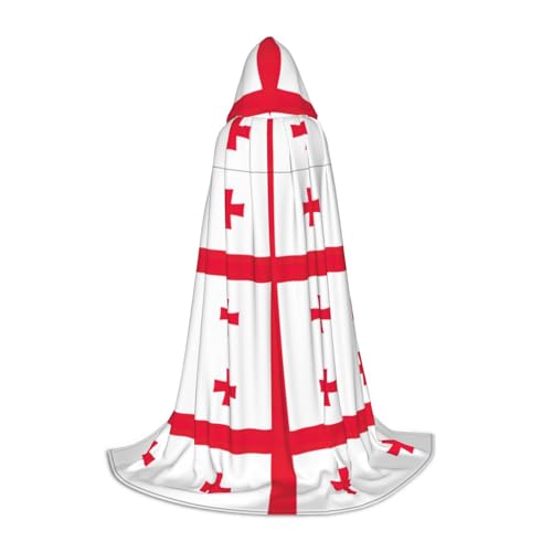 HJLUUFT Kapuzenumhang mit Flagge von Georgien, Halloween-Umhang, langes Kostüm, Maskerade-Kleid, Cosplay-Kostüm von HJLUUFT