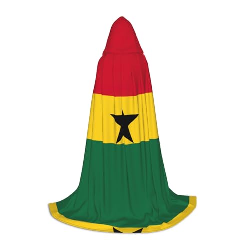 HJLUUFT Kapuzenumhang mit Flagge von Ghana, Halloween, langer Umhang, Maskerade-Kleid, Cosplay-Kostüm von HJLUUFT