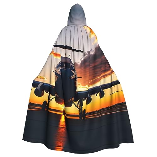 HJLUUFT Kapuzenumhang mit Flugzeugmotiv bei Sonnenuntergang, Mittelalter-Kostüm, Halloween, Halloween, Weihnachten HJLUUFT Kapuzenumhang mit Flugzeugmotiv bei Sonnenuntergang, Mittelalter-Kostüm, Halloween, Halloween, Weihnachten von HJLUUFT