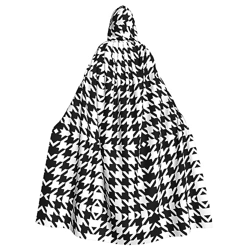 HJLUUFT Kapuzenumhang mit Hahnentrittmuster, schwarz, Mittelalter-Kostüm, Halloween, Halloween, Weihnachten von HJLUUFT