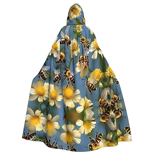 HJLUUFT Kapuzenumhang mit Honigbienen-Blumendruck, Mittelalter-Kostüm, Halloween, volle Länge, Halloween-Weihnachtskostüm HJLUUFT Kapuzenumhang mit Honigbienen-Blumendruck, Mittelalter-Kostüm, Halloween, volle Länge, Halloween-Weihnachtskostüm von HJLUUFT