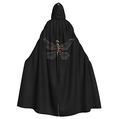 HJLUUFT Kapuzenumhang mit Libellen-Motiv, schwarz, Mittelalter-Kostüm, Halloween, Halloween, Weihnachten von HJLUUFT