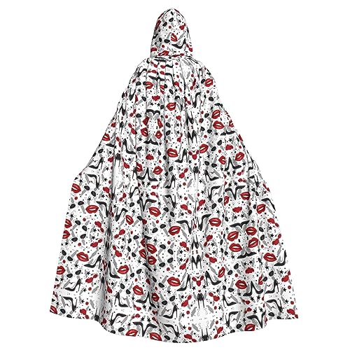 HJLUUFT Kapuzenumhang mit Lippen, High Heels, Umhang, Mittelalter-Kostüm, Halloween, volle Länge, Halloween, Weihnachten HJLUUFT Kapuzenumhang mit Lippen, High Heels, Umhang, Mittelalter-Kostüm, Halloween, volle Länge, Halloween, Weihnachten von HJLUUFT