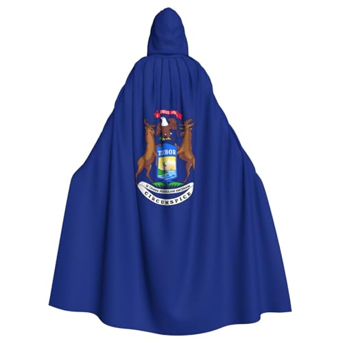 HJLUUFT Kapuzenumhang mit Michigan-Staatsflagge, Mittelalter-Kostüm, Halloween, volle Länge, Halloween-Weihnachtskostüm HJLUUFT Kapuzenumhang mit Michigan-Staatsflagge, Mittelalter-Kostüm, Halloween, volle Länge, Halloween-Weihnachtskostüm von HJLUUFT
