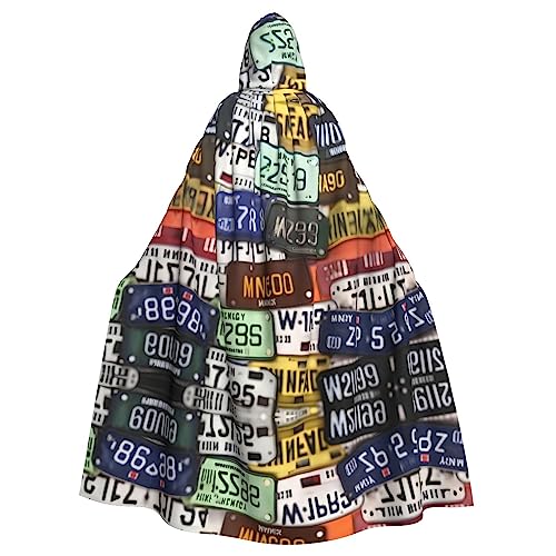 HJLUUFT Kapuzenumhang mit Nummernschild-Druck, Mittelalter-Kostüm, Halloween, volle Länge, Halloween, Weihnachtskostüm von HJLUUFT