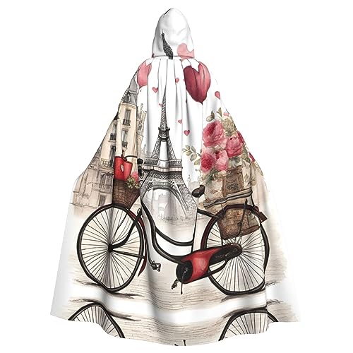 HJLUUFT Kapuzenumhang mit Paris-Turm und Fahrraddruck, Mittelalter-Kostüm, Halloween, Halloween, Weihnachten HJLUUFT Kapuzenumhang mit Paris-Turm und Fahrraddruck, Mittelalter-Kostüm, Halloween, Halloween, Weihnachten von HJLUUFT