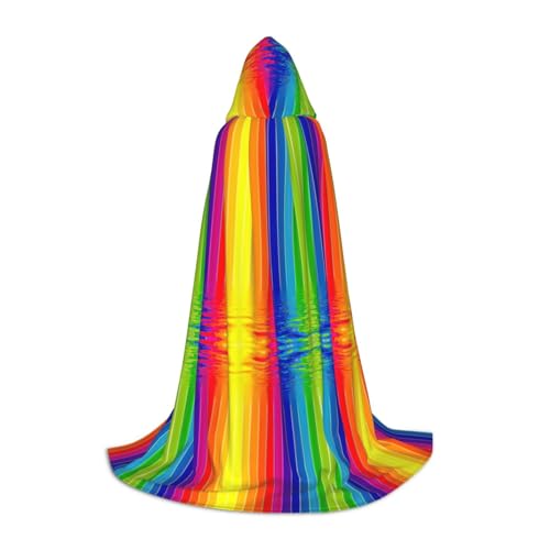 HJLUUFT Kapuzenumhang mit Regenbogenstreifen-Druck, Renaissance-Umhang für Damen und Herren, Mittelalterliches Ritter-Outfit, Gothic, Uni HJLUUFT Kapuzenumhang mit Regenbogenstreifen-Druck, Renaissance-Umhang für Damen und Herren, Mittelalterliches Ritter-Outfit, Gothic, Uni von HJLUUFT