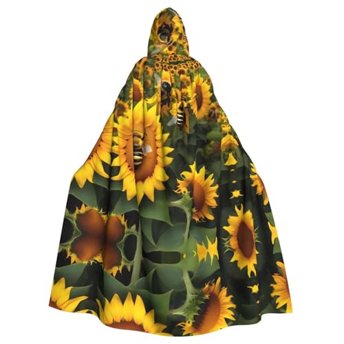HJLUUFT Kapuzenumhang mit Sonnenblumen-Bienen-Druck, Mittelalter-Kostüm, Halloween, volle Länge, Halloween-Weihnachtskostüm HJLUUFT Kapuzenumhang mit Sonnenblumen-Bienen-Druck, Mittelalter-Kostüm, Halloween, volle Länge, Halloween-Weihnachtskostüm von HJLUUFT