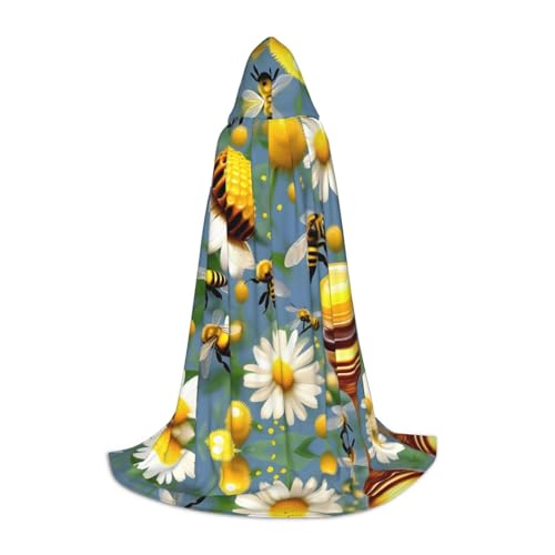 HJLUUFT Kapuzenumhang mit fliegenden Bienen, Gänseblümchen, Honig, für Teenager, Halloween, langer Umhang, Kostüm, Maskerade-Kleid, Cosplay-Kostüm HJLUUFT Kapuzenumhang mit fliegenden Bienen, Gänseblümchen, Honig, für Teenager, Halloween, langer Umhang, Kostüm, Maskerade-Kleid, Cosplay-Kostüm von HJLUUFT