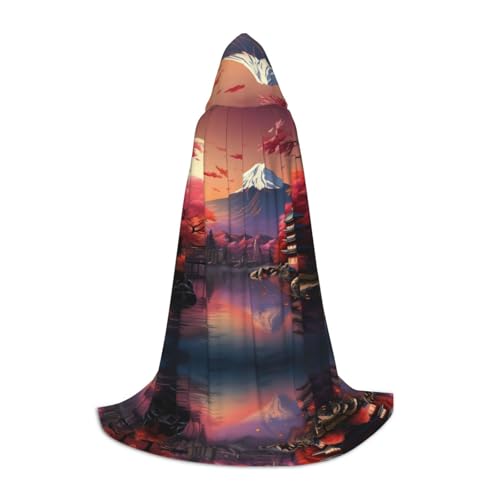 HJLUUFT Kapuzenumhang mit japanischem Berg Fuji-Landschaftsdruck, Renaissance-Umhang für Damen und Herren, mittelalterliches Ritter-Outfit, Gothic, Uni HJLUUFT Kapuzenumhang mit japanischem Berg Fuji-Landschaftsdruck, Renaissance-Umhang für Damen und Herren, mittelalterliches Ritter-Outfit, Gothic, Uni von HJLUUFT