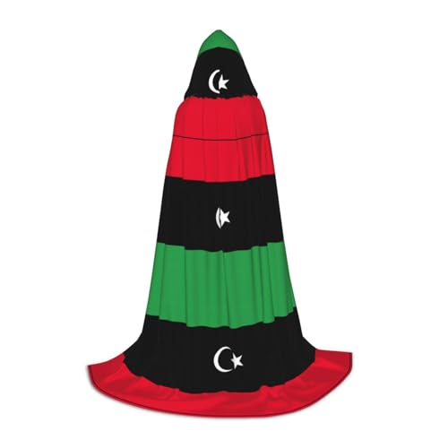 HJLUUFT Kapuzenumhang mit libyscher Flagge für Teenager, Halloween, langer Umhang, Kostüm, Maskerade-Kleid, Cosplay-Kostüm von HJLUUFT