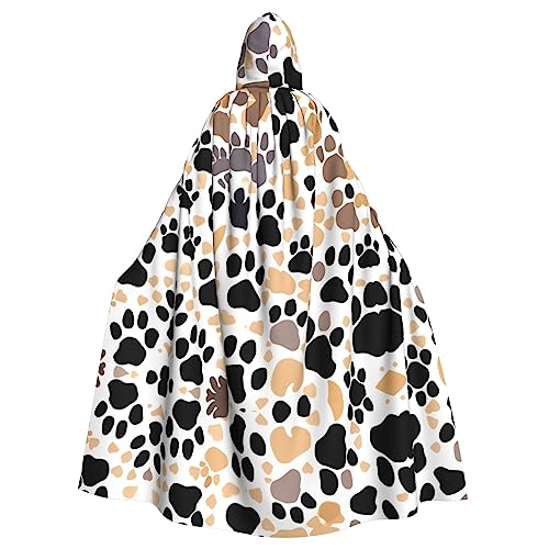 HJLUUFT Kapuzenumhang mit süßem Hundepfotenabdruck, Mittelalter-Kostüm, Halloween, Halloween, Weihnachtskostüm von HJLUUFT