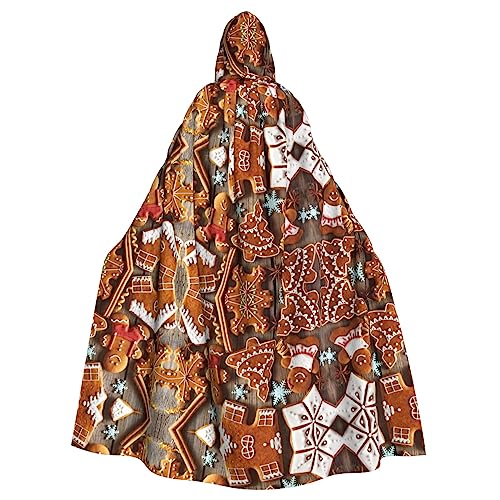 HJLUUFT Kapuzenumhang mit süßem Keks-Mann-Druck, Mittelalter-Kostüm, Halloween, volle Länge, Halloween-Weihnachtskostüm HJLUUFT Kapuzenumhang mit süßem Keks-Mann-Druck, Mittelalter-Kostüm, Halloween, volle Länge, Halloween-Weihnachtskostüm von HJLUUFT