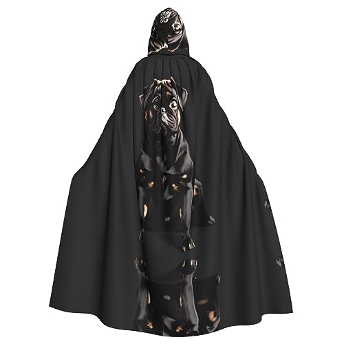 HJLUUFT Kapuzenumhang mit süßem Mops-Motiv, Mittelalter-Kostüm, Halloween, volle Länge, Halloween, Weihnachten von HJLUUFT