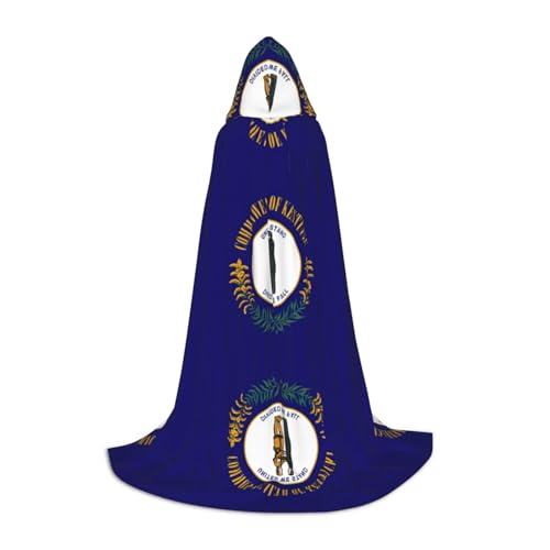 HJLUUFT Kentucky State Flag Teenager Kapuzenumhang Halloween Umhang Kostüm Maskerade Kleid Cosplay Kostüm von HJLUUFT