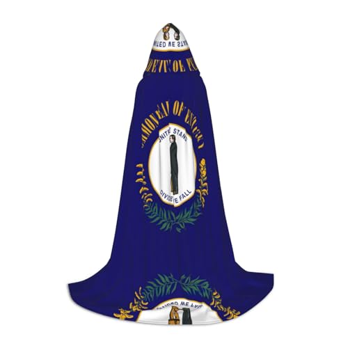 HJLUUFT Kentucky State Flag Teenager Kapuzenumhang Halloween Umhang Kostüm Maskerade Kleid Cosplay Kostüm von HJLUUFT