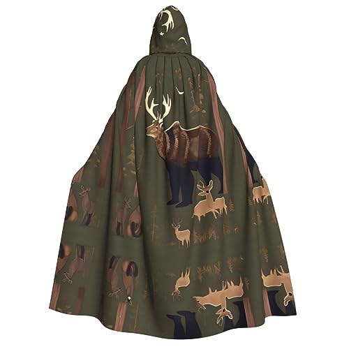 HJLUUFT Langer Kapuzenumhang mit Bär, Hirsch, Umhang für Halloween, Weihnachten, Mittelalter, Renaissance, Wikingerkönigs-Umhang HJLUUFT Langer Kapuzenumhang mit Bär, Hirsch, Umhang für Halloween, Weihnachten, Mittelalter, Renaissance, Wikingerkönigs-Umhang von HJLUUFT