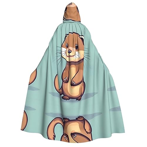 HJLUUFT Langer Kapuzenumhang mit Cartoon-Motiv und süßem Otter-Druck, Halloween, Weihnachten, Kostüme, Mittelalter, Renaissance, Wikingerkönigs-Umhang HJLUUFT Langer Kapuzenumhang mit Cartoon-Motiv und süßem Otter-Druck, Halloween, Weihnachten, Kostüme, Mittelalter, Renaissance, Wikingerkönigs-Umhang von HJLUUFT